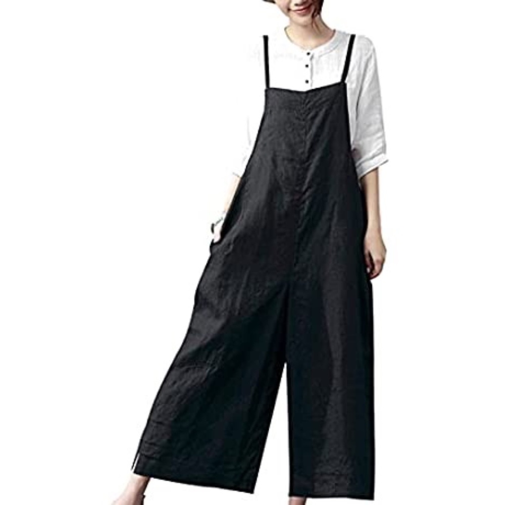 Baggy Black Romper, Jumpsuit, Bib Overalls Size M